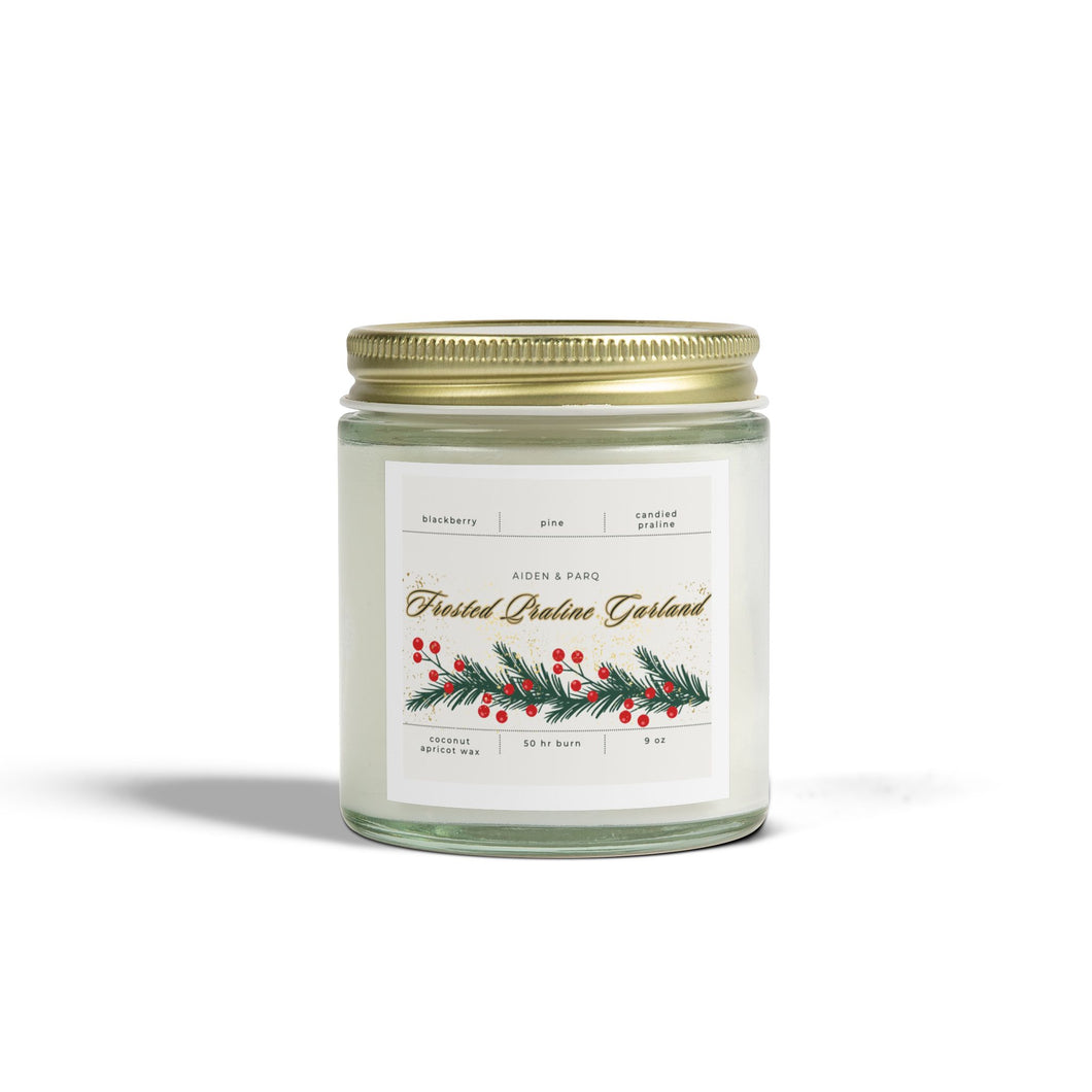 Frosted Praline Garland Candle, Coconut Apricot Wax (4oz, 9oz)